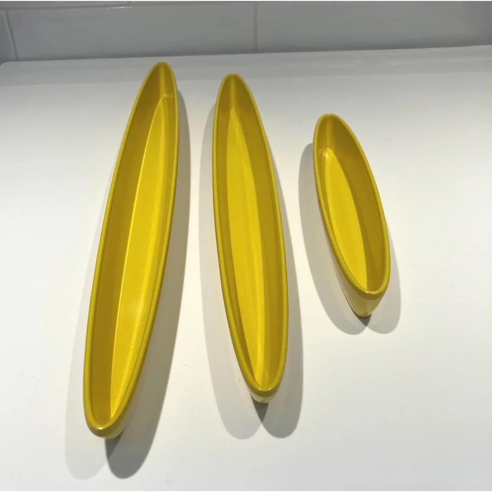 MCM‎ Olive Boat Tray Melamine Melmac Yellow Set of 3